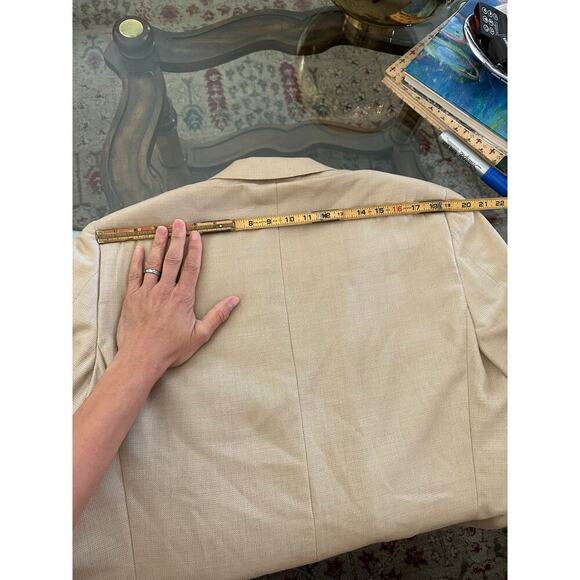 Ermenegildo Zegna Men's Beige Wool and silk Double Breasted Blazer Coat Size 54 - Picture 2 of 11